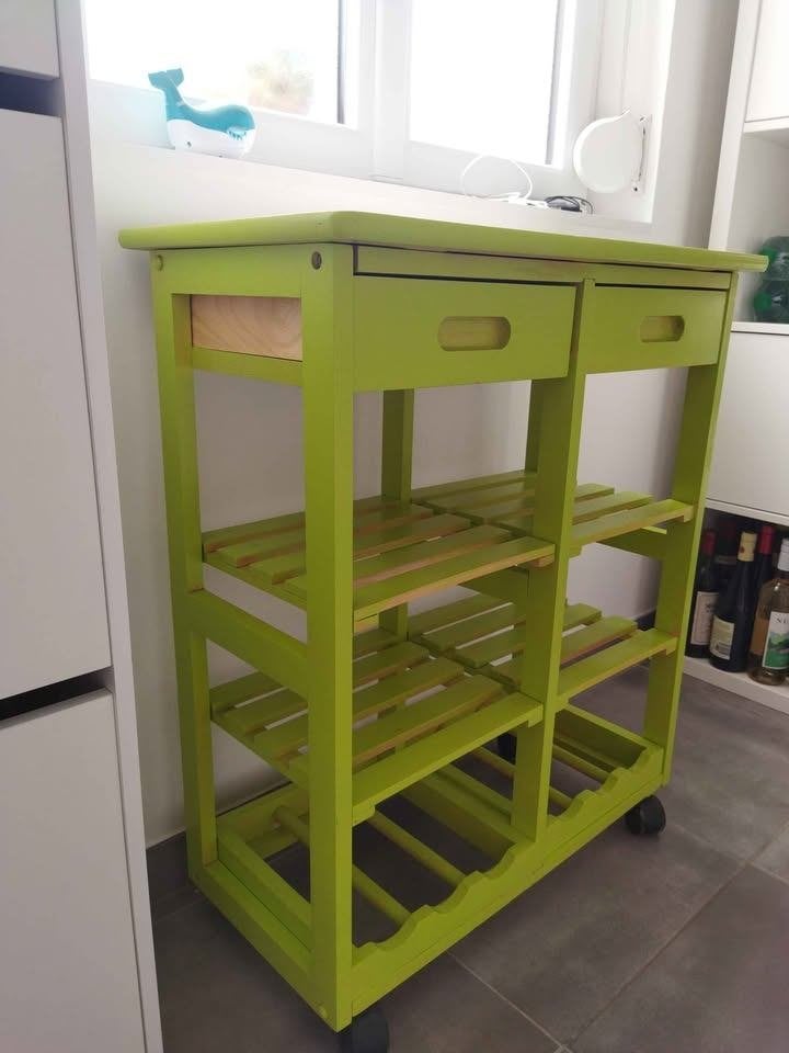 Desserte meuble de rangement cuisine vert anis, 25 à 50 cm, Enlèvement ou Envoi, 50 à 100 cm, Utilisé
