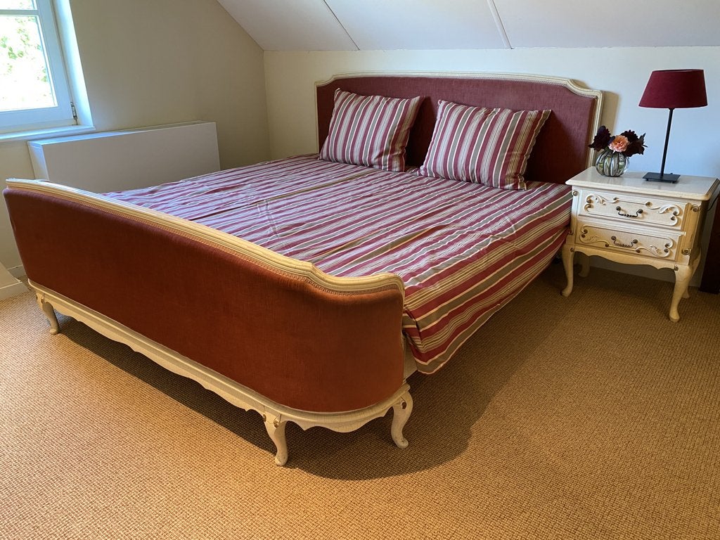 Vintage bed Queen Ann / Louis XV, Gebruikt, Tweepersoons, Overige maten, Hout