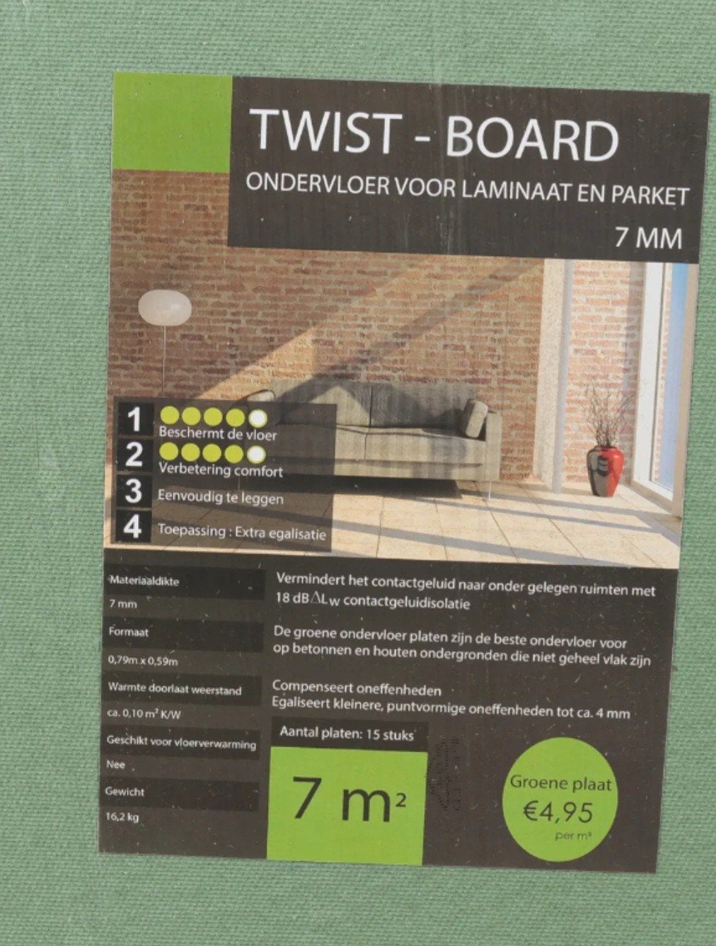Nieuwe ondervloer uit isoboard van het merk Twist te koop, 1, Enlèvement, Aggloméré