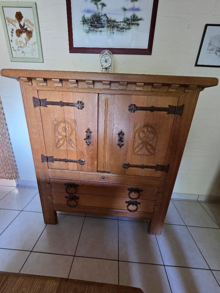 Salle à manger complète en chêne massif, Maison & Meubles, Salles à manger complètes, Enlèvement, Utilisé, Chêne massif, 6 à 8 chaises