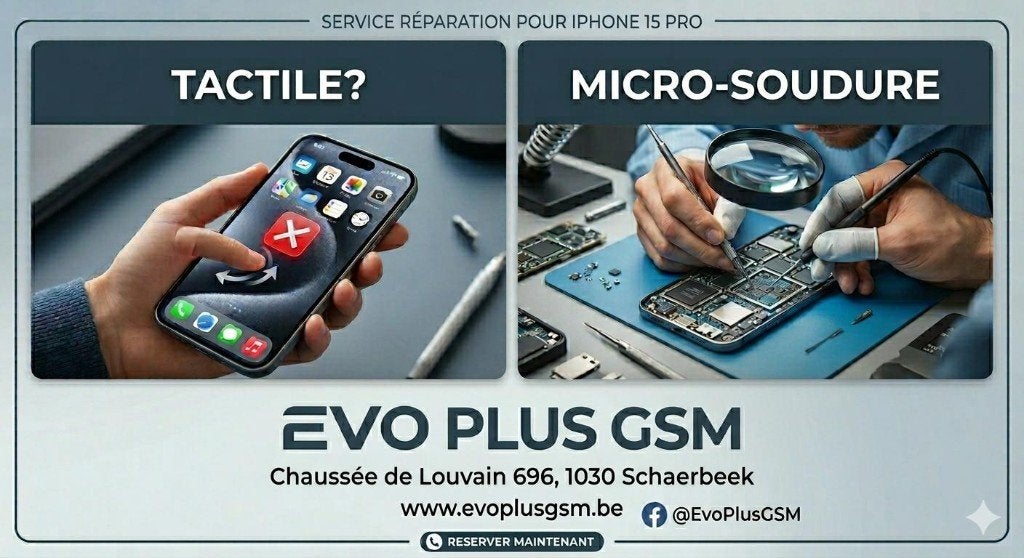 Réparation carte mère iPhone 15 Pro problème tactile, Enlèvement, Apple