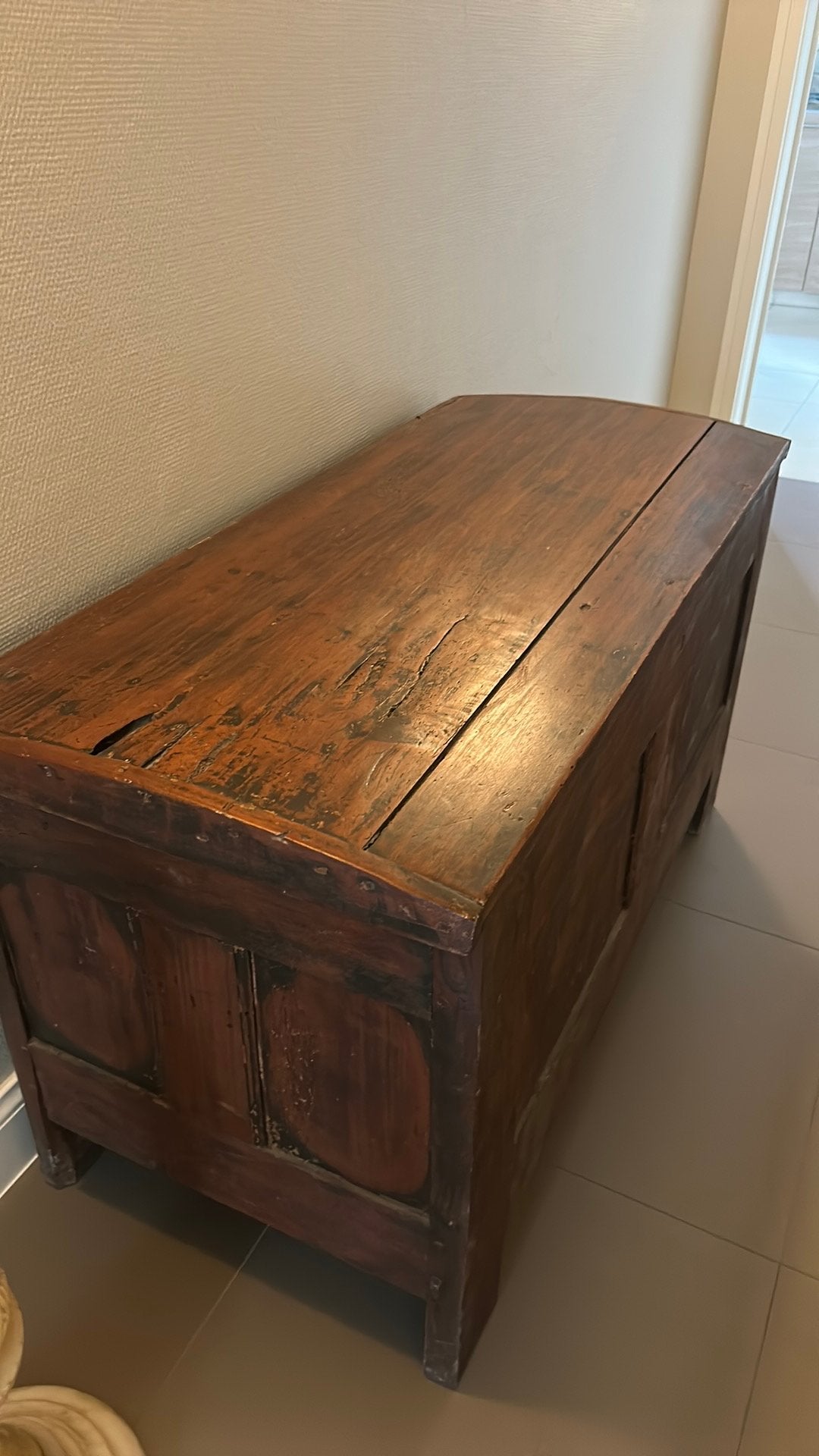 Antieke houten opbergkoffer, Maison & Meubles, Accessoires pour la Maison | Coffres, Enlèvement, Utilisé, 50 à 75 cm, Autres essences de bois