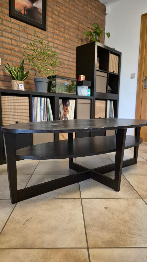 Table basse Ikea Vejmon noire, 100 à 150 cm, Moins de 50 cm, Comme neuf, Enlèvement