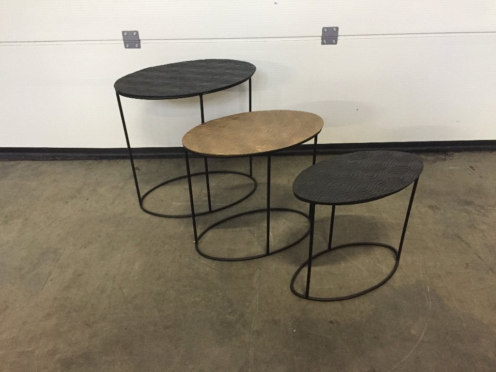 (131) Metalen 3 delen salontafel set (nieuw), Huis en Inrichting, Ophalen, Nieuw