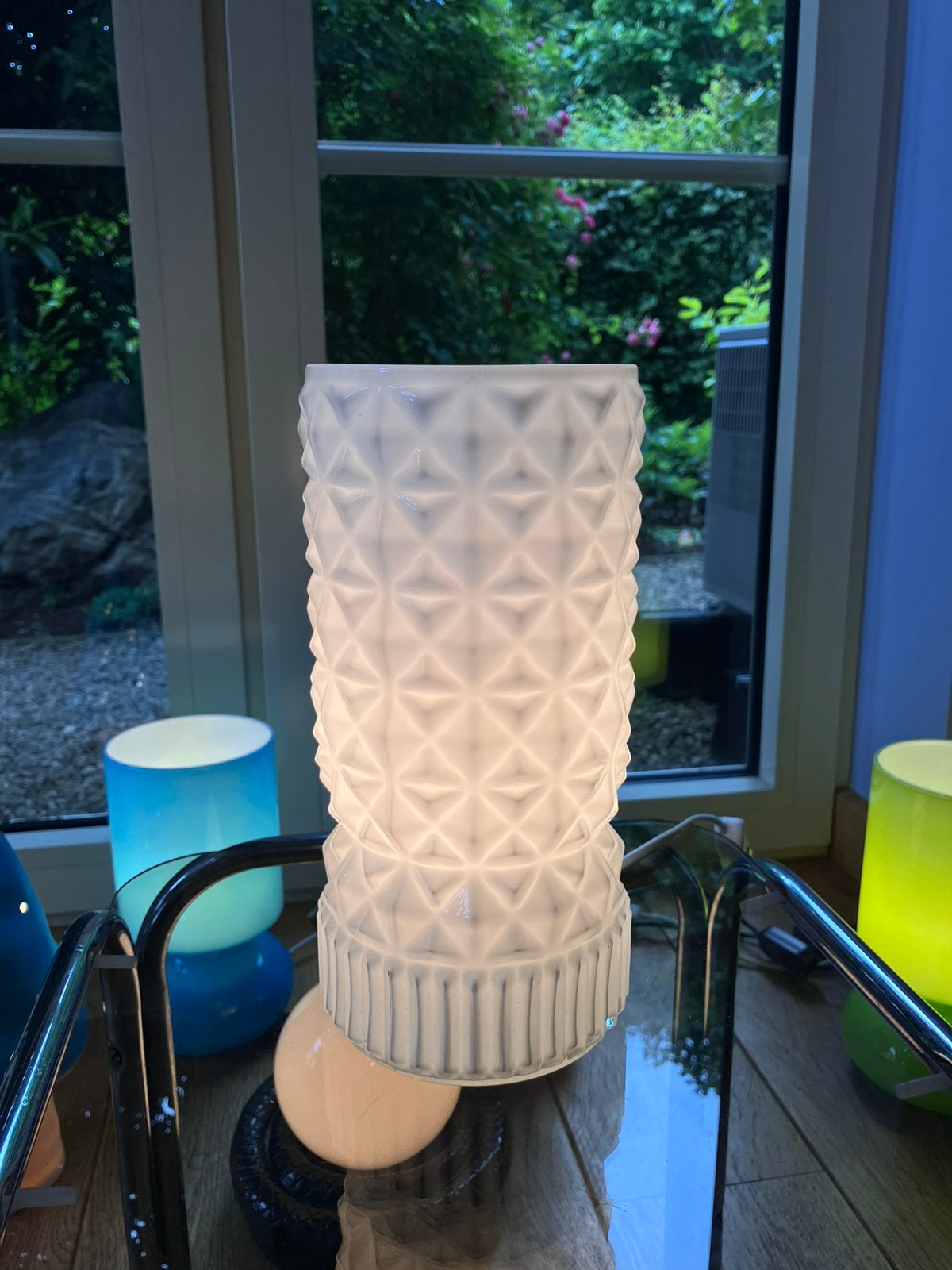 Vintage IKEA glazen lamp, Ophalen, Zo goed als nieuw, IKEA, Vintage