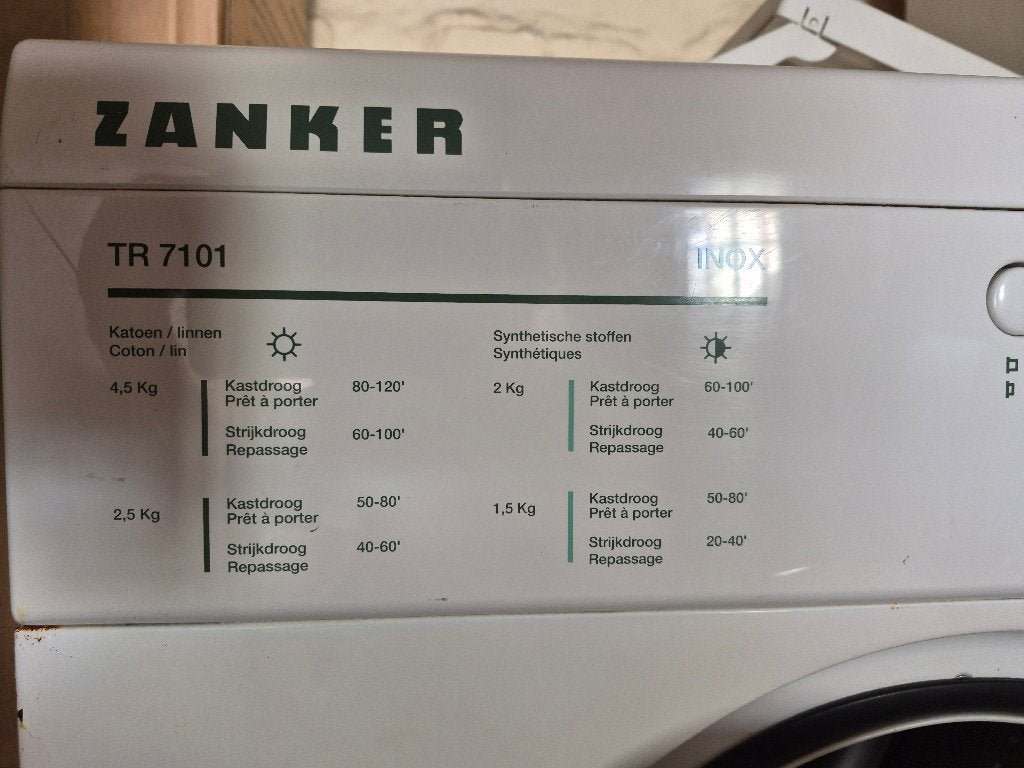Droogkast Zanker model TR 7101. Zie beschrijving/foto's, Electroménager, 4 à 6 kg, Chargeur frontal, Enlèvement, Utilisé