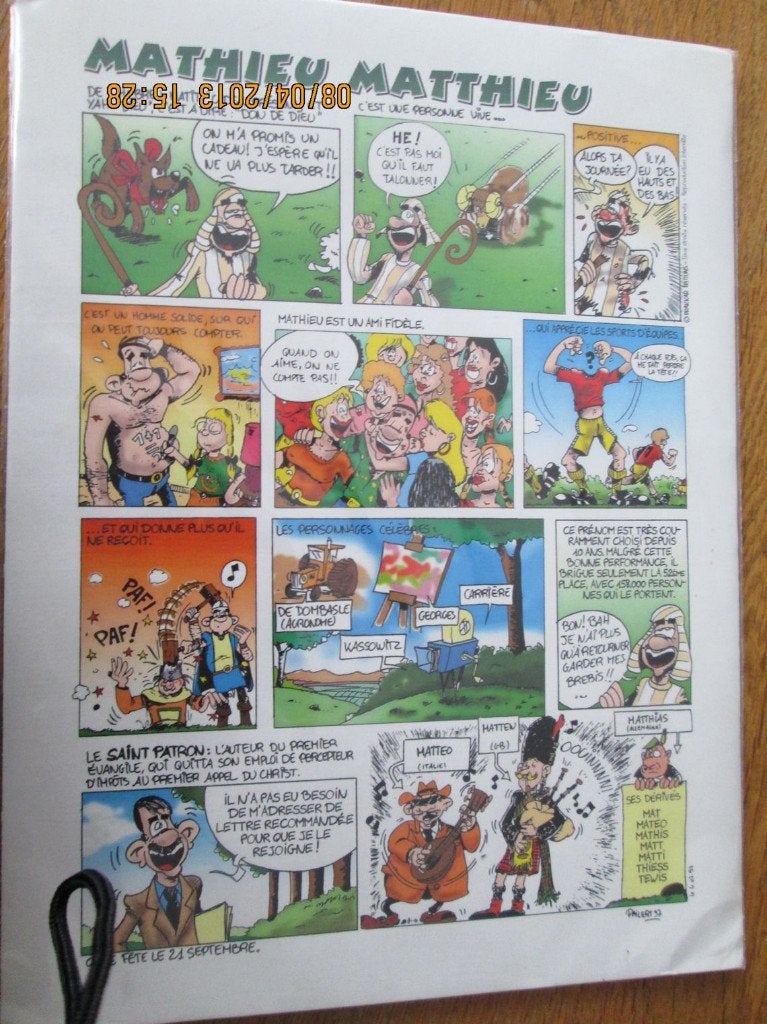 BD. Planche: étymologie de Mathieu., Boeken, Ophalen, Nieuw