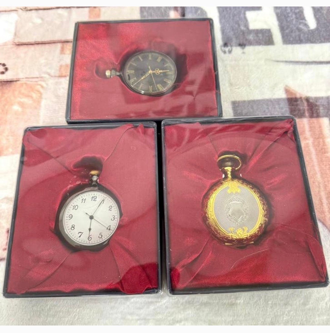 3x Vintage Zakhorloge met Doosjes – pocket watch 3 stuks, Ophalen of Verzenden