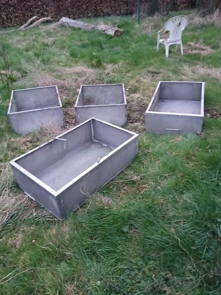 Inox industriële zeefbakken (4 stuks), Enlèvement, Utilisé, Mobilier en inox