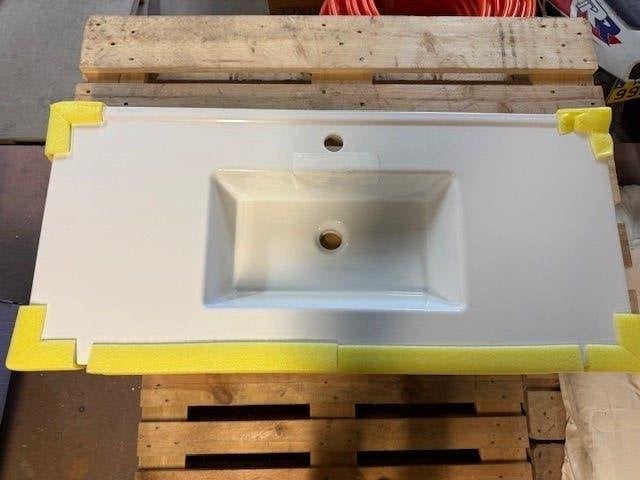 Sanijura wastafel porselein 100cm, Enlèvement, Neuf, Pierre, Lavabo