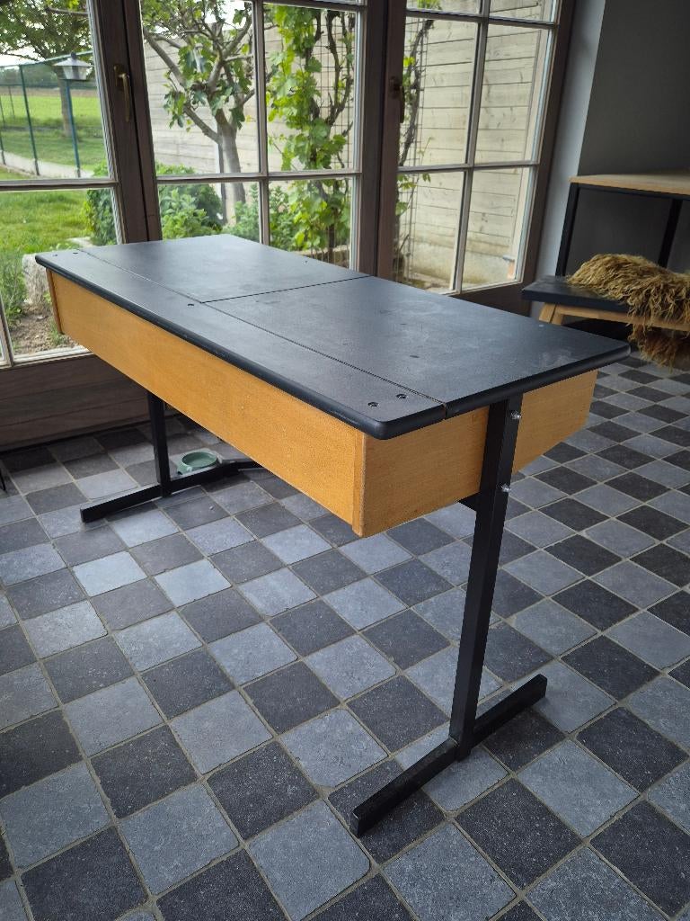 Retro schoolbank, Maison & Meubles, Bureaux, 120 cm, 50 cm, Enlèvement, Utilisé