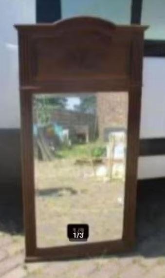 Mooi Retro Houten Spiegel - 143x74, Antiek en Kunst, Ophalen