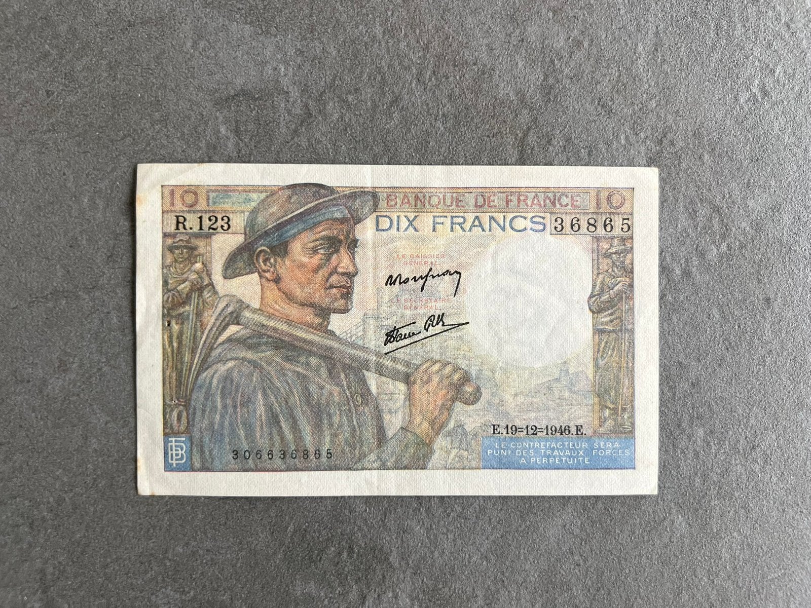 Billet 10 Francs Mineur – 19 décembre 1946 – France, Timbres & Monnaies, Enlèvement ou Envoi, France, Série