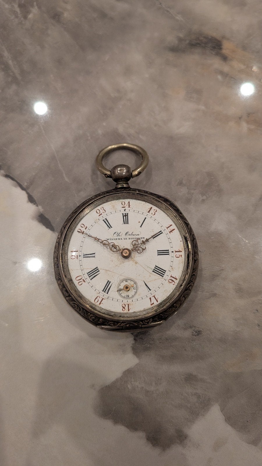 Ancienne montre à gousset en argent 800 (Ch. Orban - Villers, Bijoux, Sacs & Beauté, Enlèvement ou Envoi, Argent