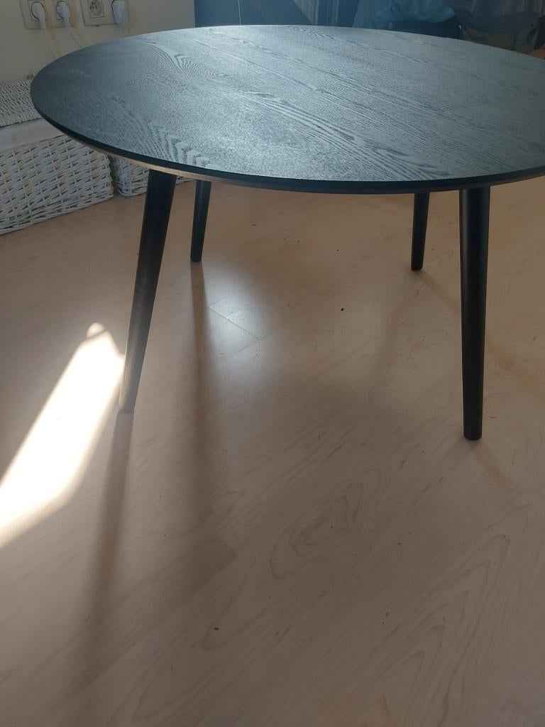 salonstafeltje rond zwart hout 80 cm diameter, Huis en Inrichting, Ophalen, 50 tot 100 cm, Rond, 50 tot 100 cm