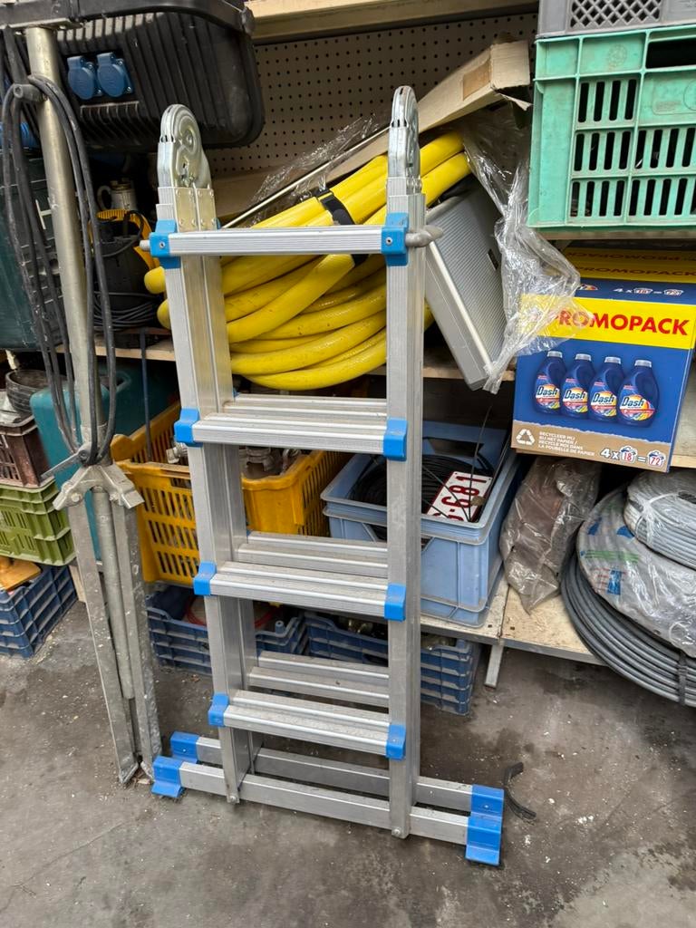 Plooibare ladder alu, Doe-het-zelf en Bouw, Ladders en Trappen, Ophalen, Gebruikt, Ladder
