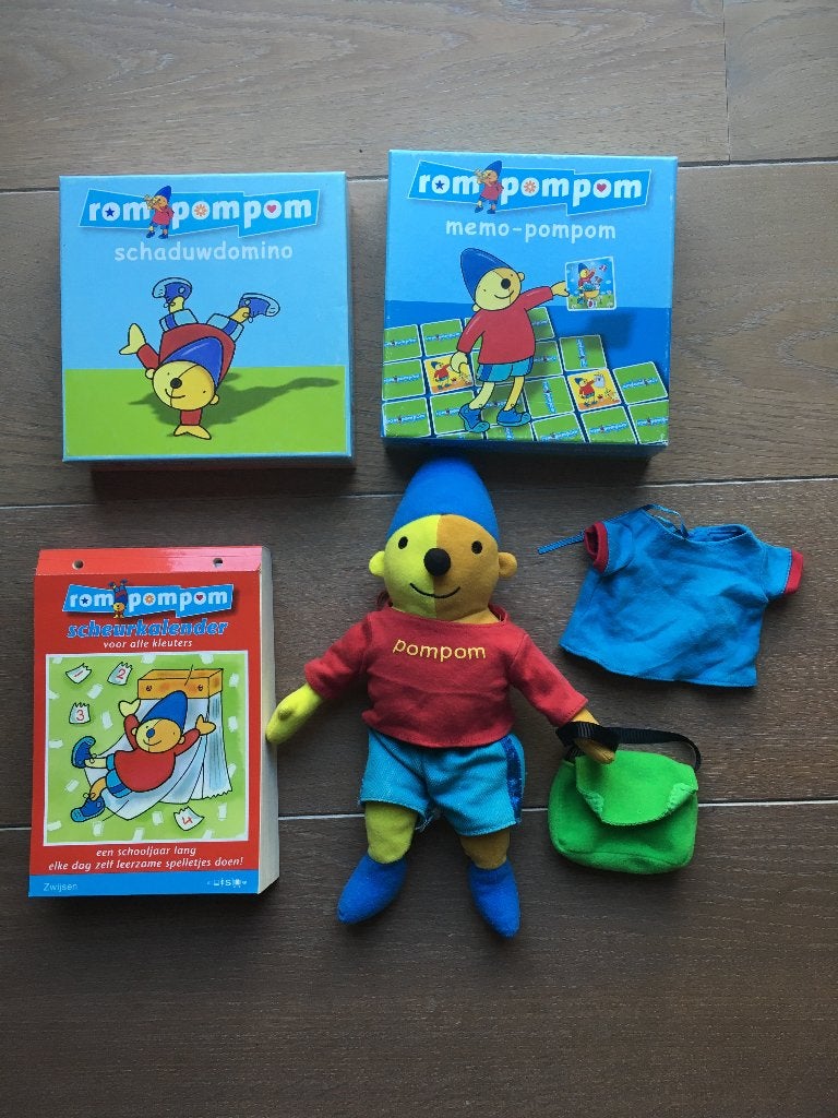 spelletjes Rompompom + handpopje + kalender, Ophalen of Verzenden, Gebruikt