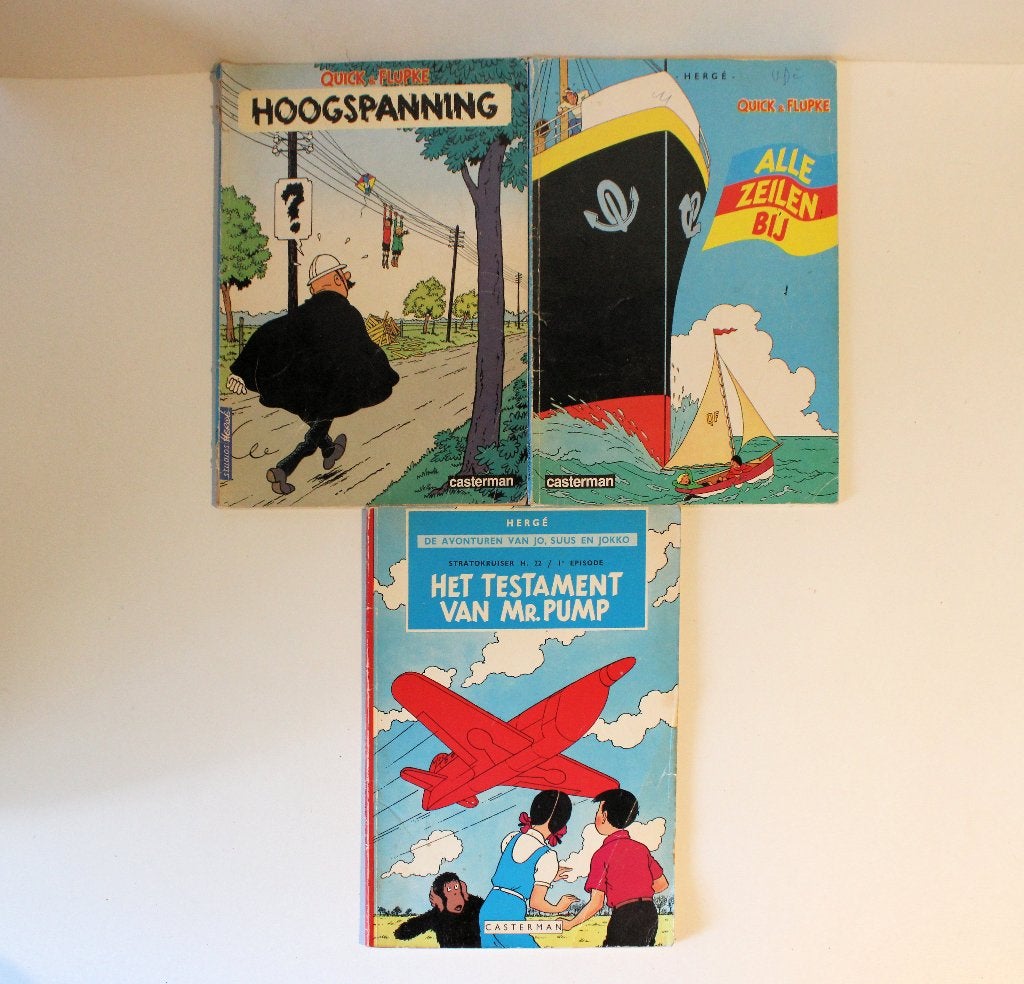 Hergé: Quick & Flupke - Jo, Suus en Jokko (3 albums), Gelezen, Ophalen of Verzenden, Meerdere stripboeken, Hergé