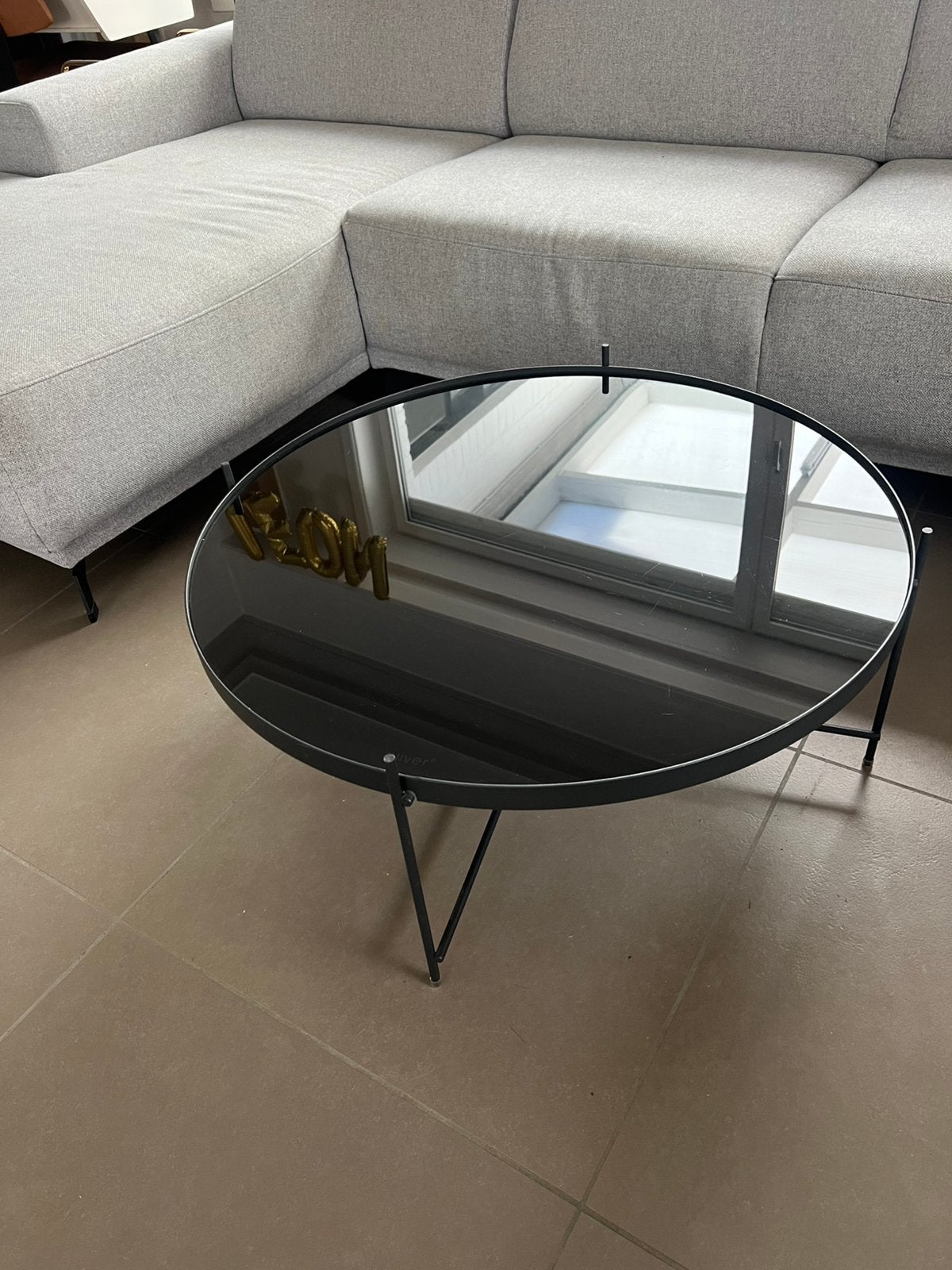 Table basse noire, Verre, Rond, 50 à 100 cm, Enlèvement