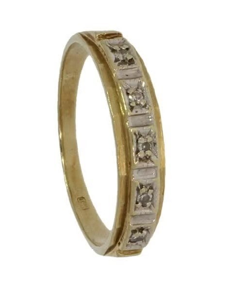 Sale Diamanten 14k gouden rij ring alliance dames briljant, Ophalen of Verzenden, Zo goed als nieuw, Dame of Heer, Met edelsteen