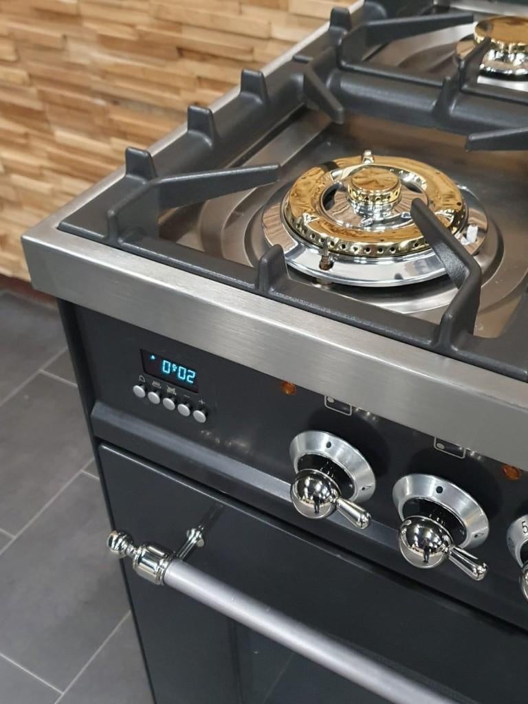 🔥Luxe Boretti Fornuis 60cm antraciet + rvs 1 oven 4 pits, Ophalen, 4 kookzones, Zo goed als nieuw, Gas