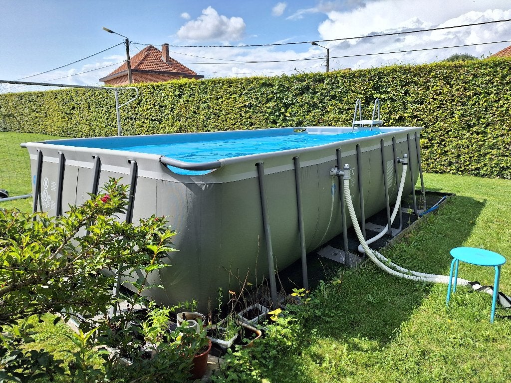 Compleet Intex zwembad 5,5 x 2,8 m + warmtepomp + glasfilter, Gebruikt, 200 tot 300 cm, Rechthoekig, Ophalen