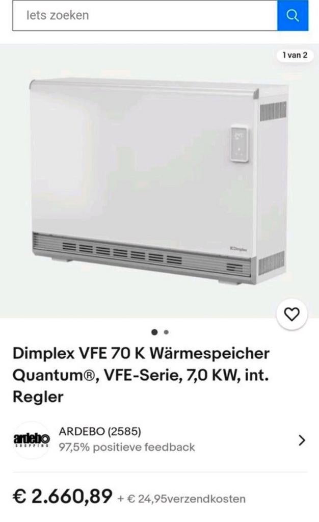 DIMPLEX VFE 70 elektr radiatoren. Accumulatie, Ophalen, Nieuw