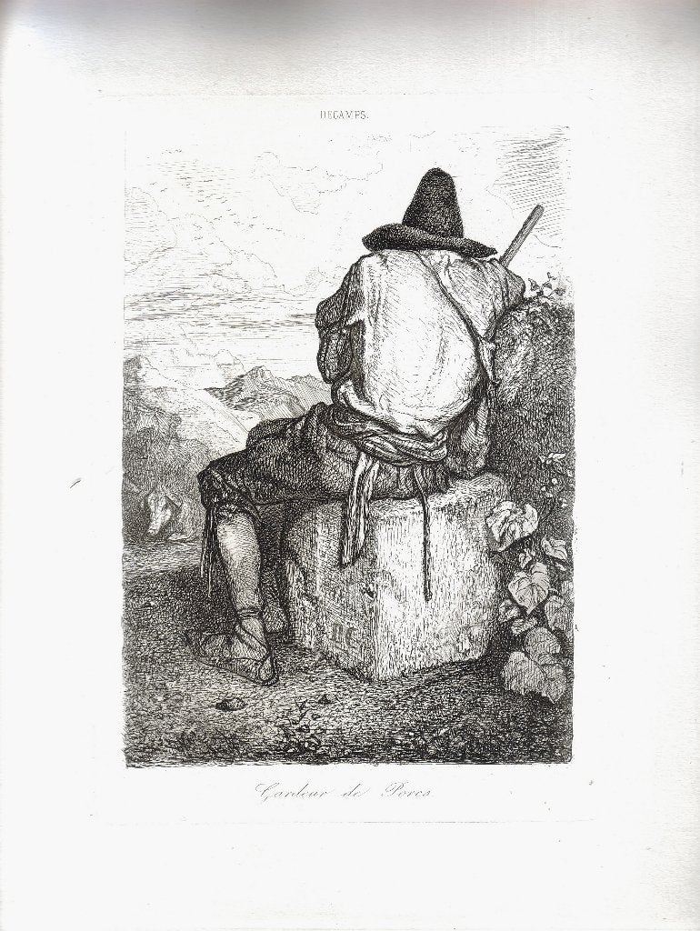 Alexandre-Gabriel Decamps ets "Gardeur de Porcs", Eau-forte, 1800 - 1899, Enlèvement, Vie quotidienne