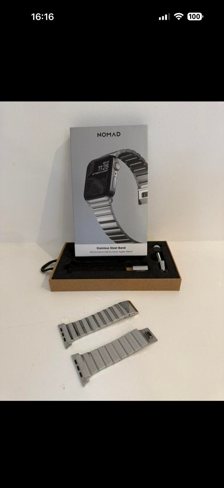 Nomad armband Silver voor Apple Watch, Ophalen, Zo goed als nieuw, Apple