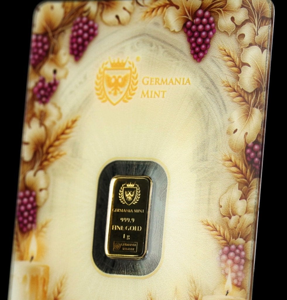 Germania Mint 1 gram gouden baar Communie .9999, Ophalen of Verzenden, Goud