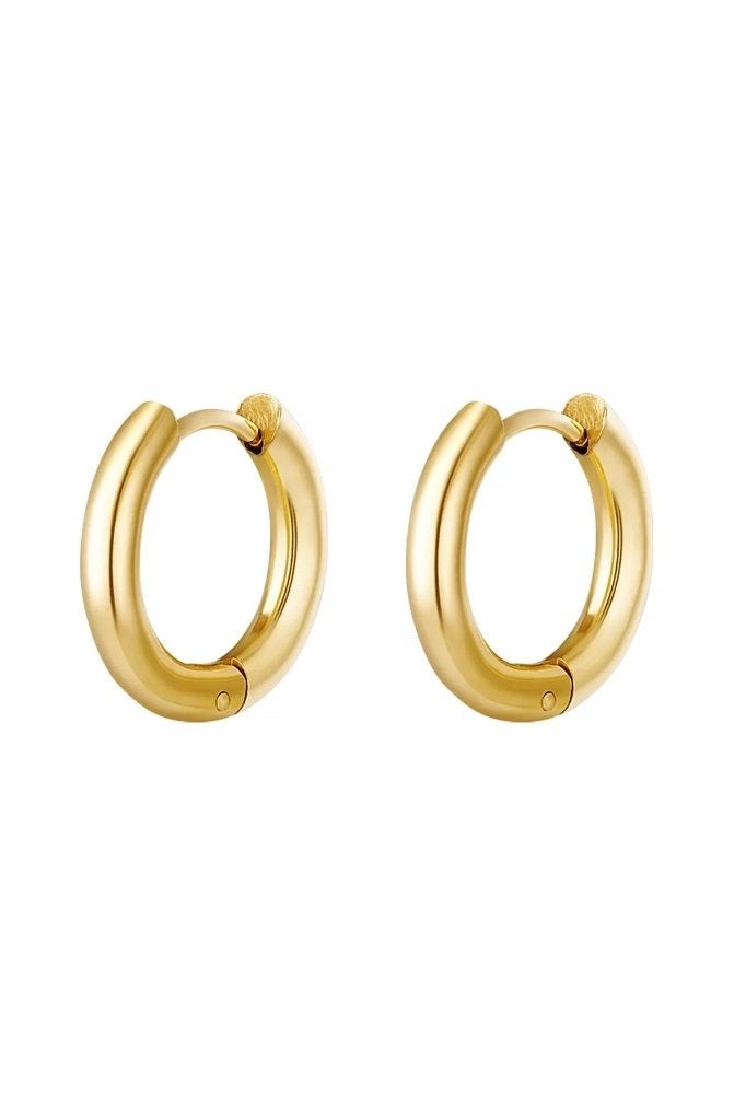 Creolen simpel L Goud kleur Stainless Steel, Handtassen en Accessoires, Ophalen of Verzenden, Nieuw, Goud, Goud