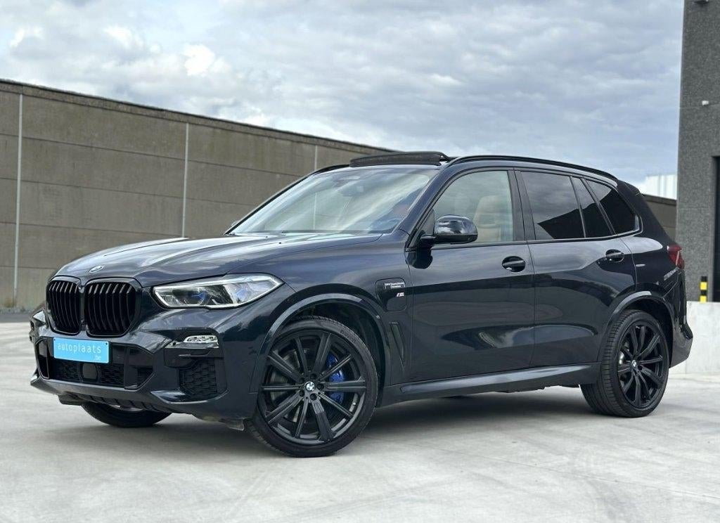 BMW X5 xDrive45E 2021 FULL OPTION - COGNAC INTERIEUR 95000km, Auto's, Automaat, USB, Blauw, Leder
