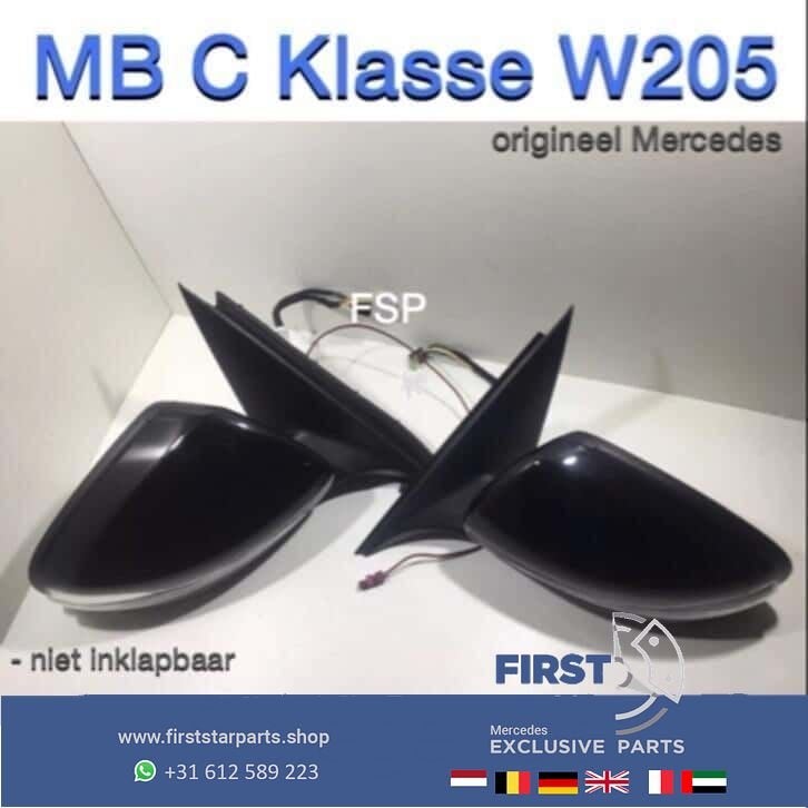 W205 C63 spiegel set zwart links rechts Mercedes C Klasse LR, Gebruikt, -, Ophalen of Verzenden, -