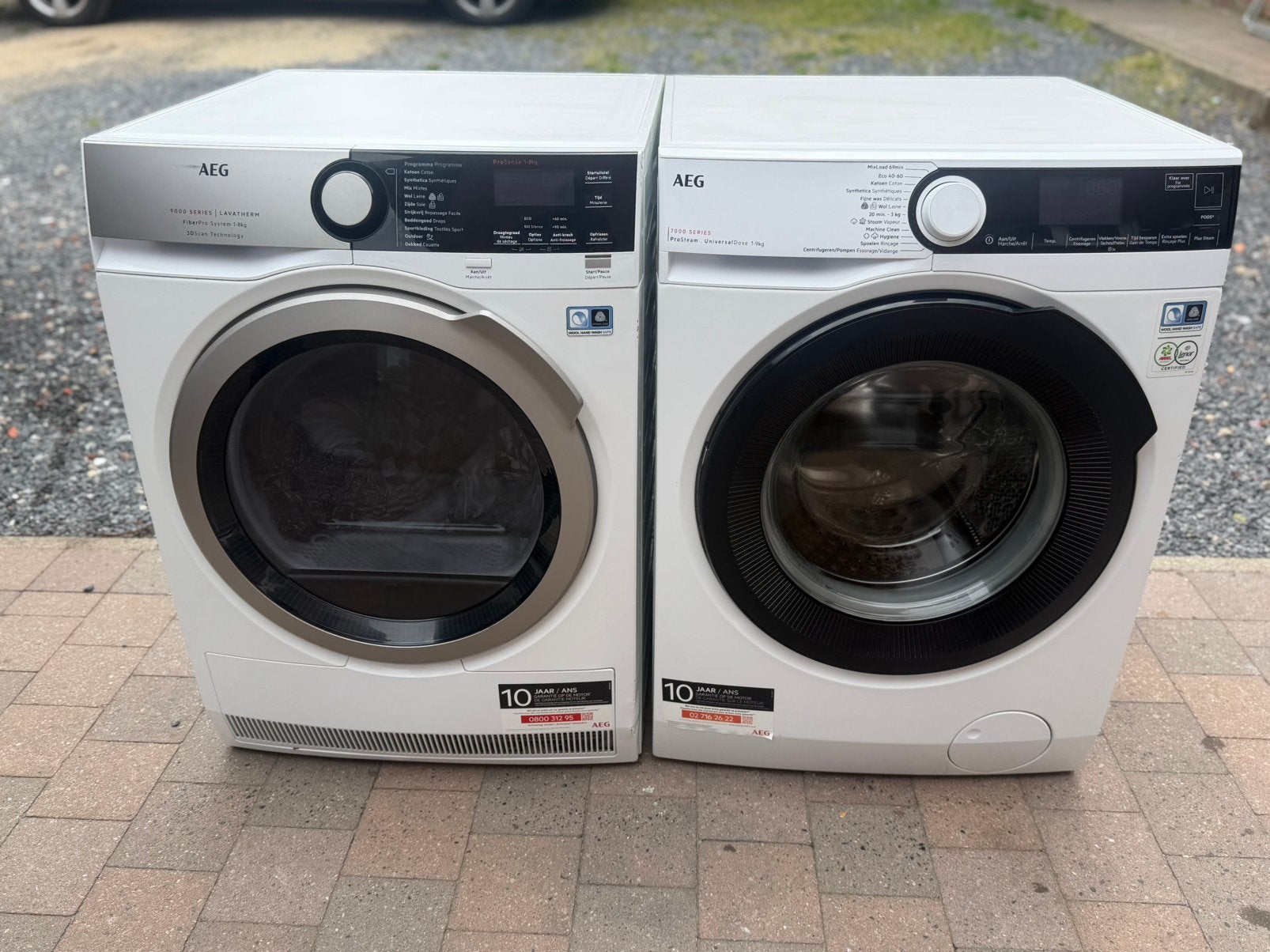 Wasmachine AEG A+++ 9kg & droger AEG A+++ 8kg topset, Ophalen, Zo goed als nieuw