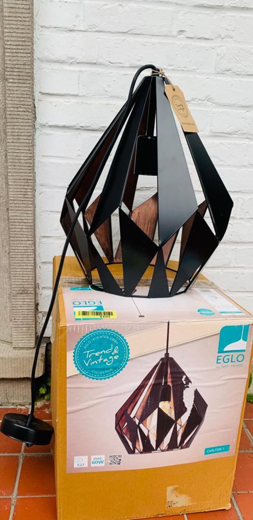 Lampe suspension design géométrique noire EGLO Carlton 1, Enlèvement, Neuf