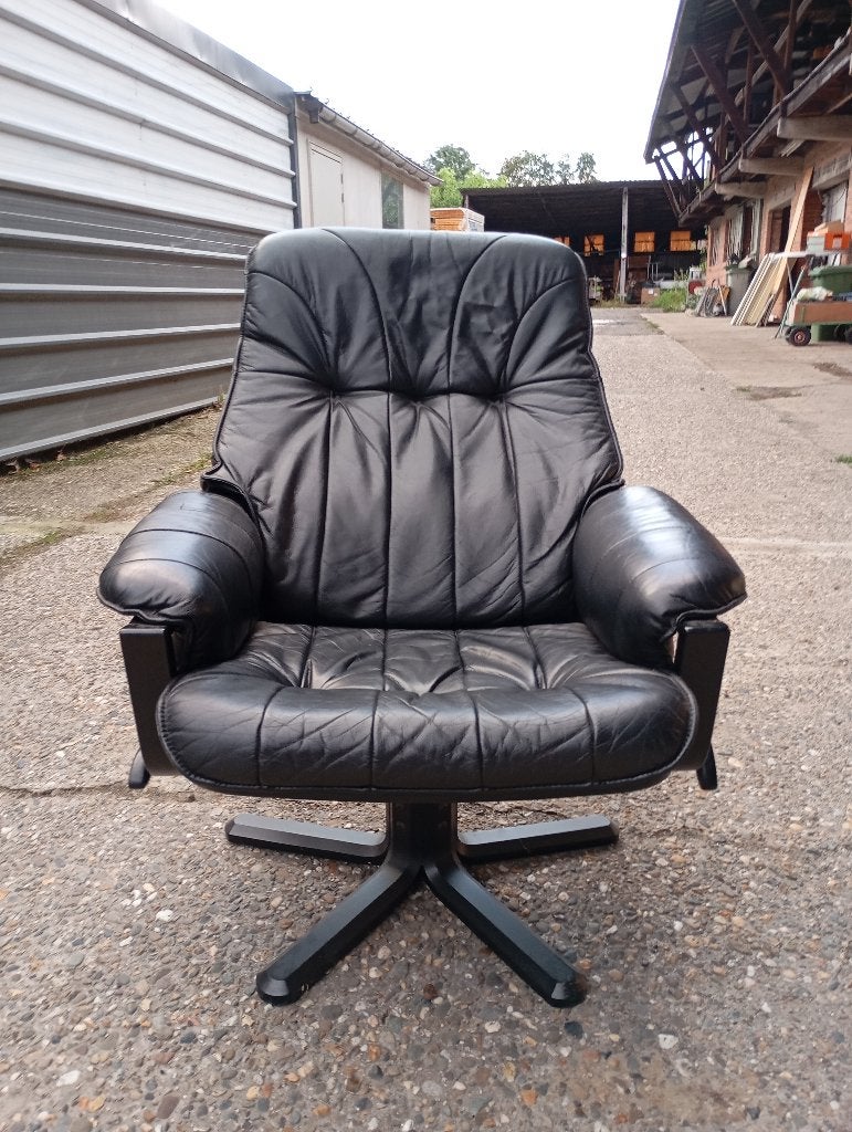 Lederen stoel, Maison & Meubles, Chaises, Comme neuf, Enlèvement, Noir, Cuir