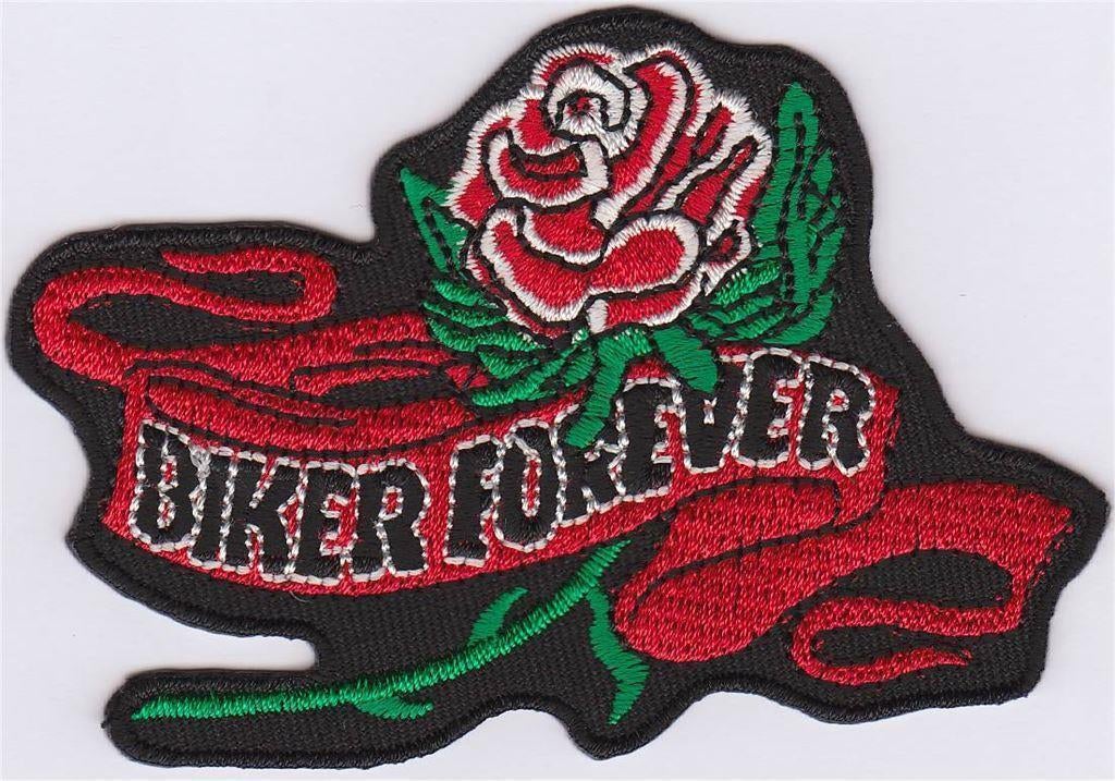 Roos Biker Forever stoffen opstrijk patch embleem #2, Motoren, Verzenden, Nieuw