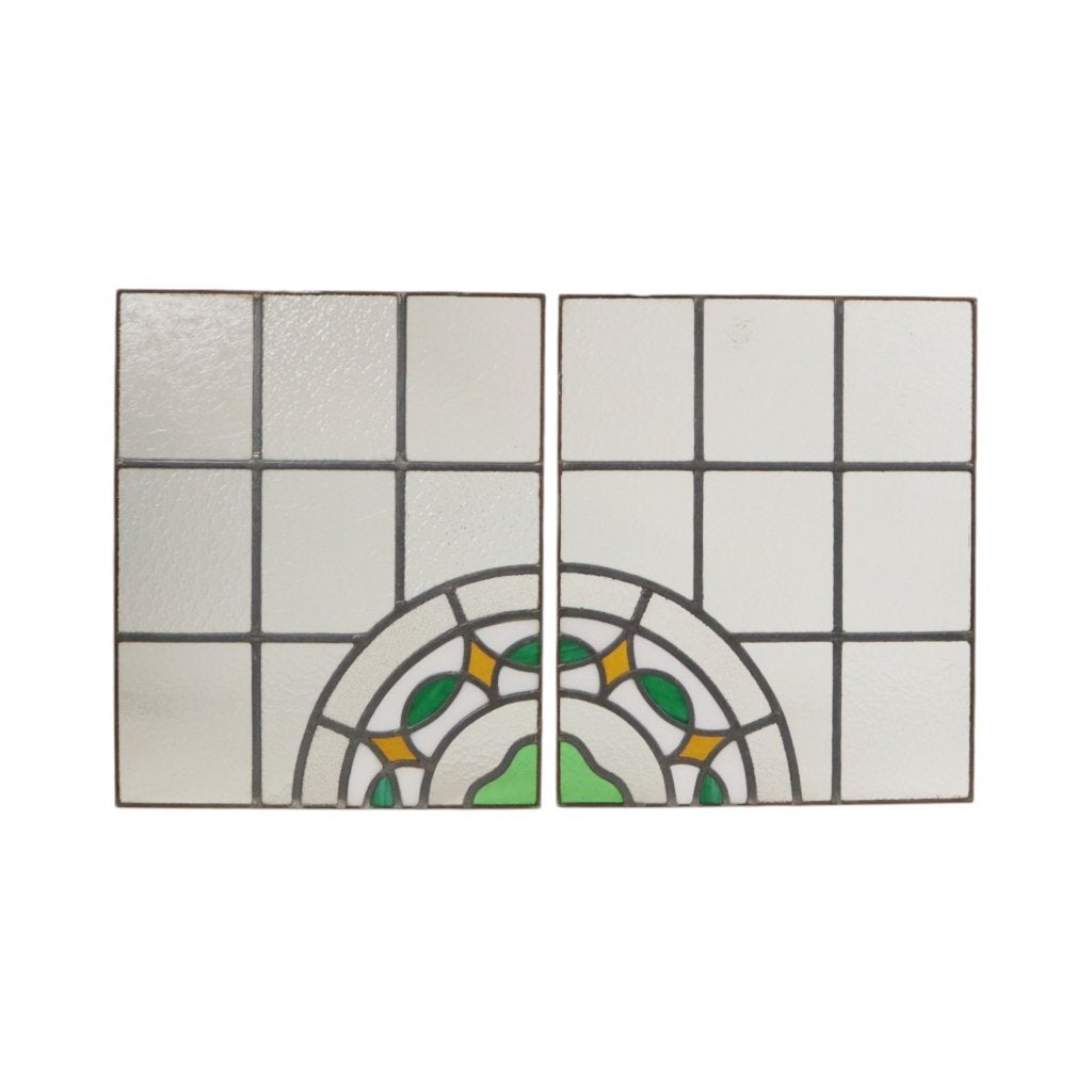 Kleurrijk Art Deco Glasraam Glas in Lood Floraal 51x42cm, Antiek en Kunst, Ophalen of Verzenden