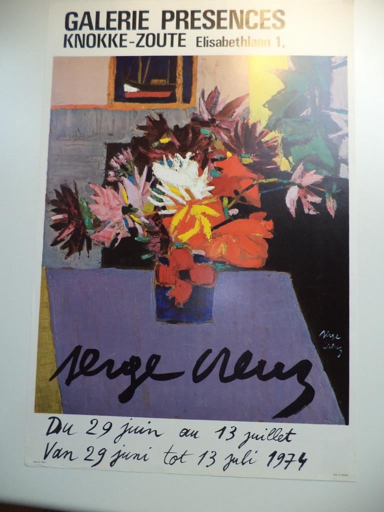 CREUZ Serge 1974 affiche litho expo Knokke Galerie Présences, Antiek en Kunst, Ophalen of Verzenden