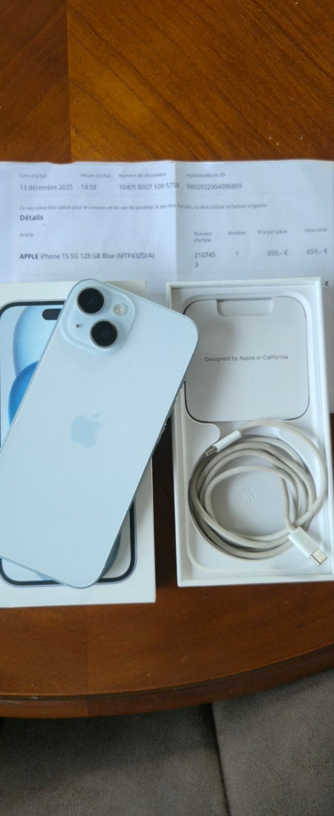 iphone 15 - 93%, Télécoms, Téléphonie mobile | Apple iPhone, 128 GB, IPhone 15, Comme neuf, Enlèvement