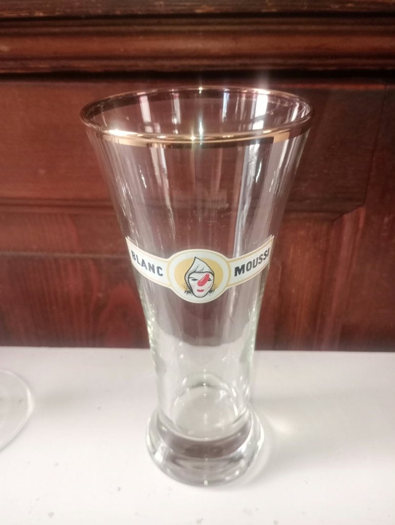 Brasserie bière flûte Blanc Moussi, Enlèvement ou Envoi, Utilisé, Verre ou Verres, Autres marques