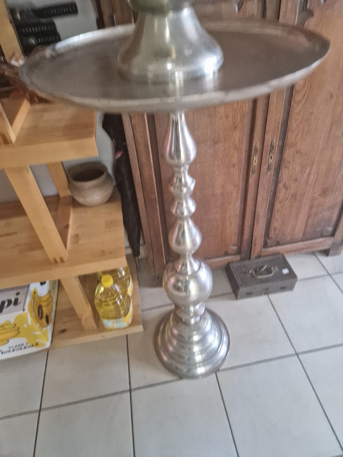 table haute en métal/argent 1m/50cm 85€, Enlèvement
