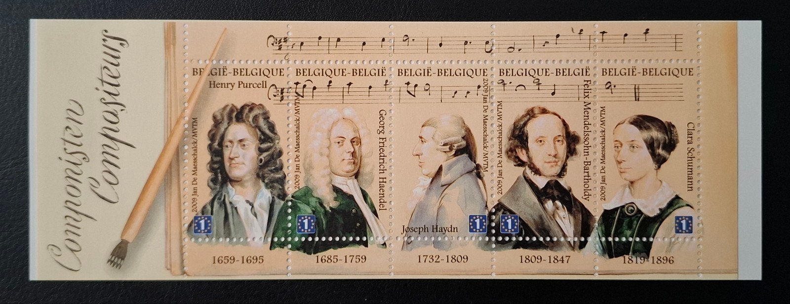 België: OBP 3899/03-B102 ** Componisten 2009., Postzegels en Munten, Postzegels | Europa | België, Frankeerzegel, Ophalen of Verzenden