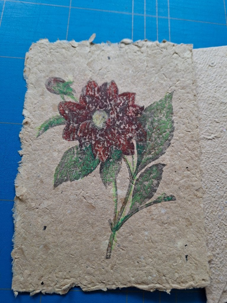 handgeschept papier - wenskaart - bloem, Ophalen of Verzenden