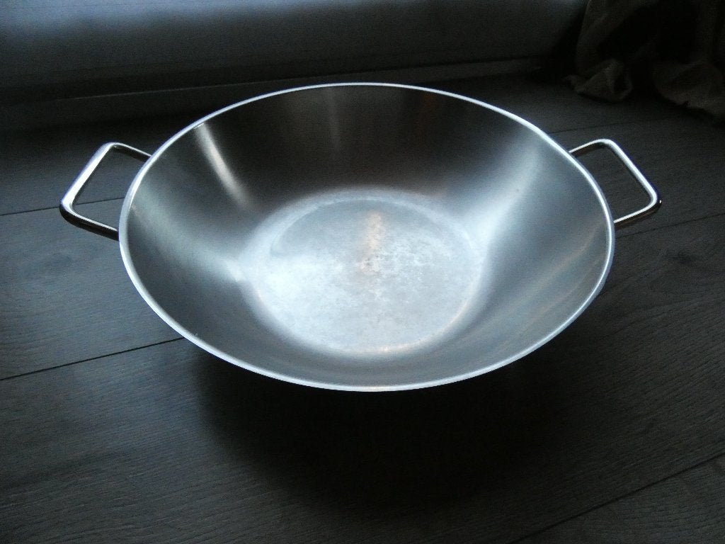 Eva Trio RVS Wokpan Ø 32 cm - Geschikt voor Inductie, Geschikt voor inductie, Ophalen, Zo goed als nieuw
