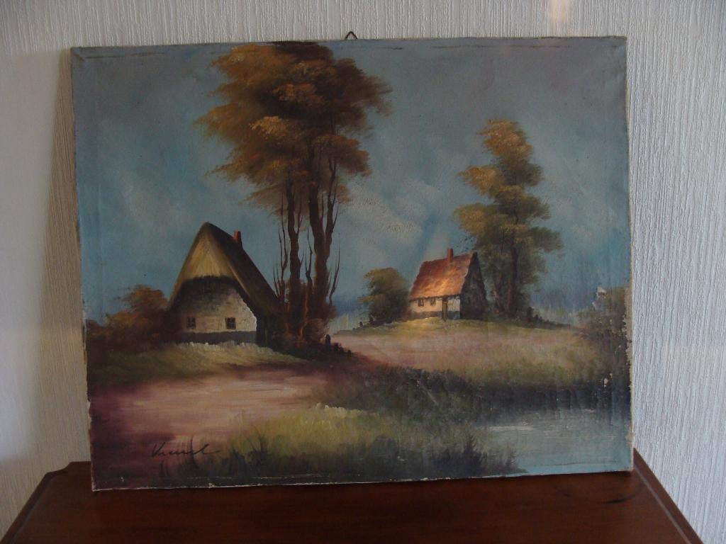 ancienne peinture  huile, signée, Antiquités & Art, Enlèvement ou Envoi