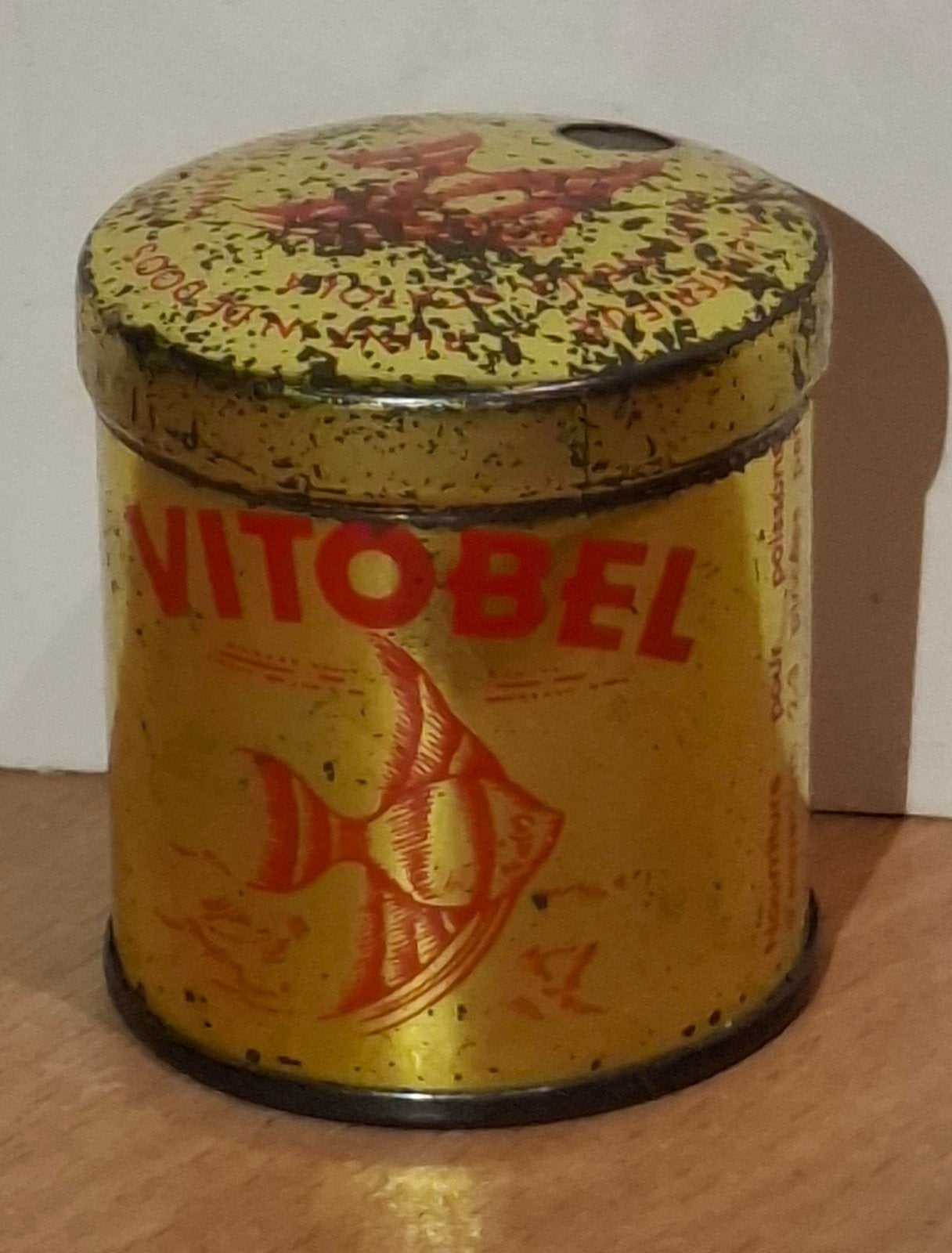 boîte métallique vintage de Vitobel, nourriture pour poisson, Collections, Enlèvement ou Envoi