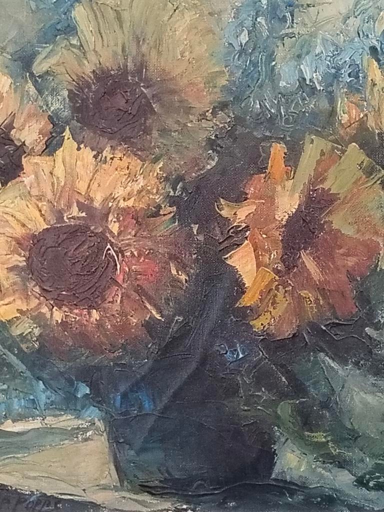 Schilderij met zonnebloemen, Antiek en Kunst, Ophalen