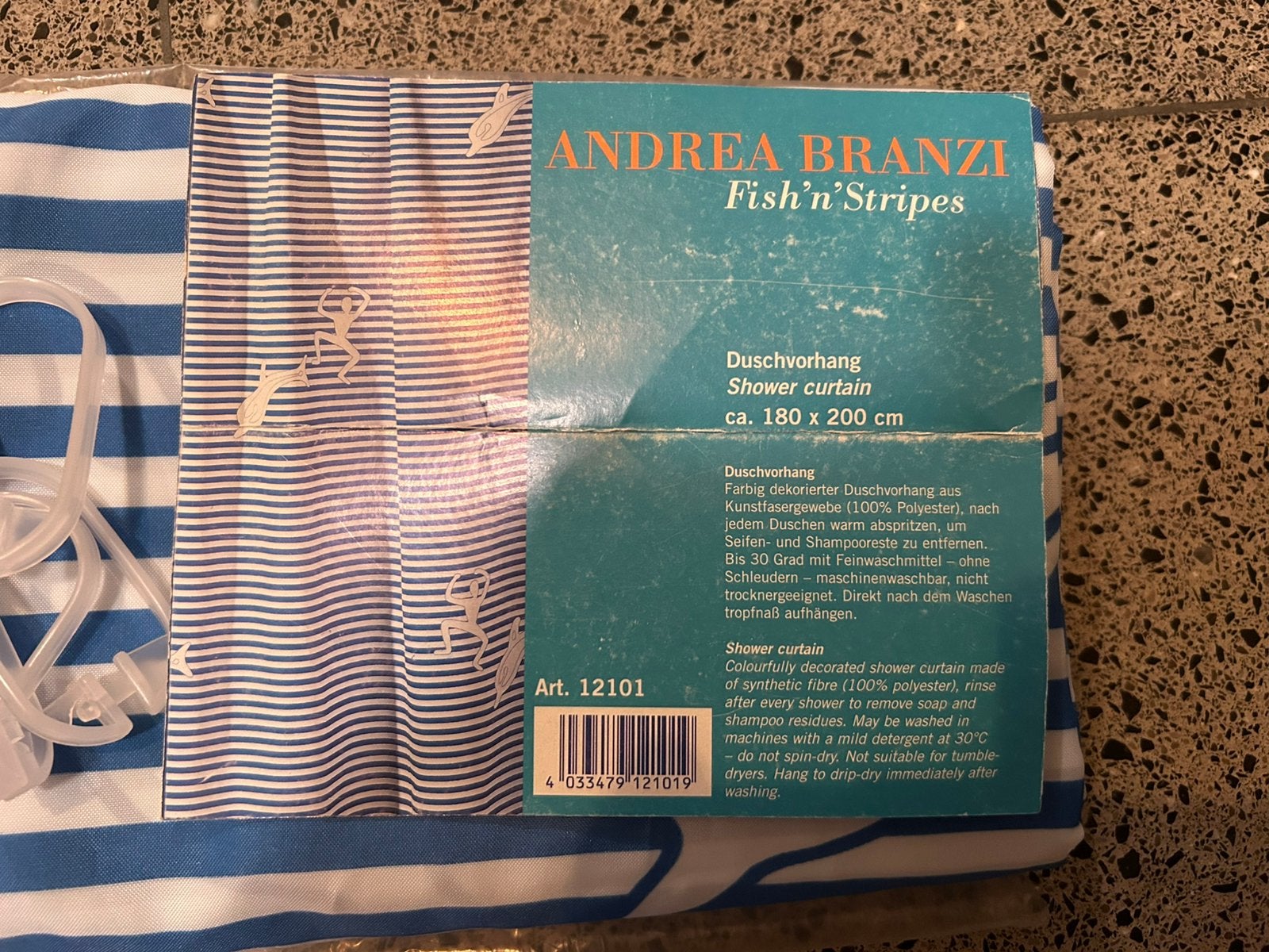 Rideau de douche Andrea Branzi Fish'n'Stripes- Style Memphis, Neuf, Autres marques, Enlèvement ou Envoi, Accessoire de douche