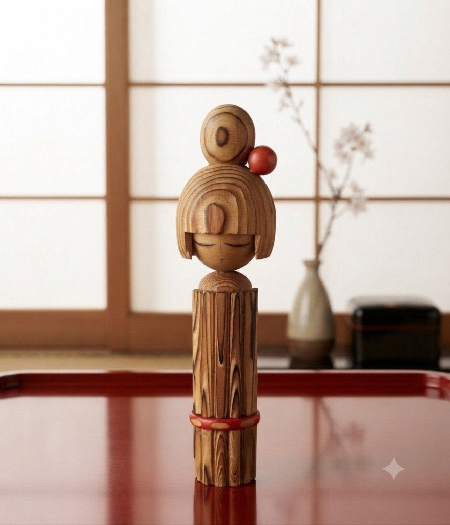 Prachtige kokeshi van Kuni Kunisaku, Hout, Verzenden, Japan, Handgemaakt